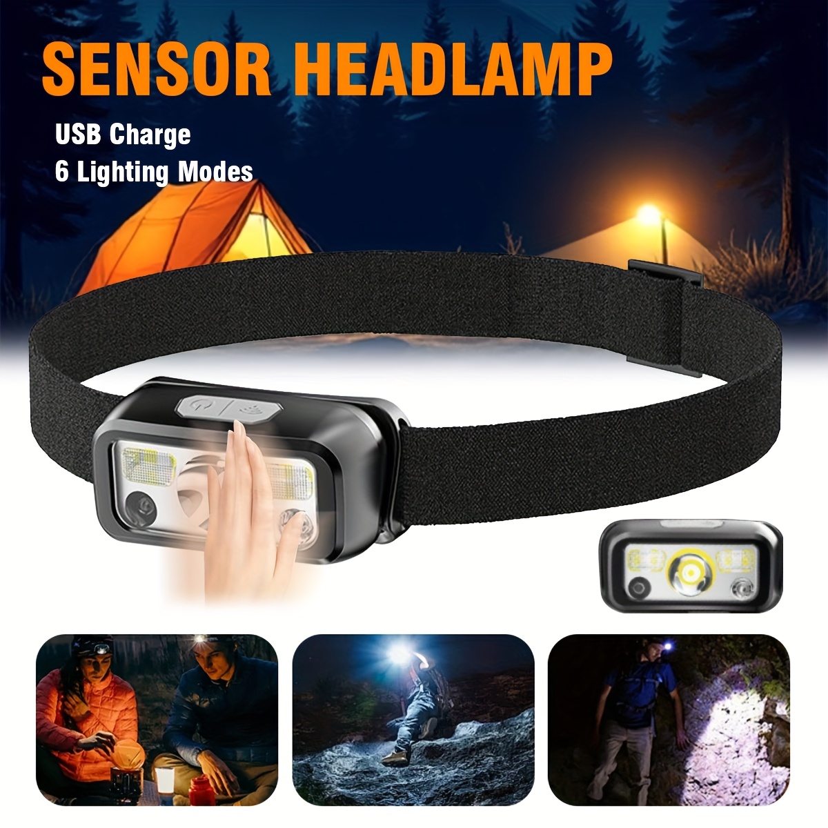 Fishing Headlamp - 강력한 COB LED 센서 헤드램프 USB