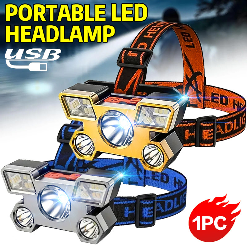 Fishing Headlamp - 5 LED 손전등 충전식 내장 리튬
