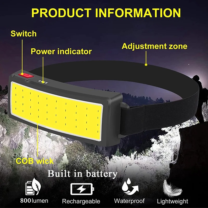 강력한 COB LED 헤드램프 4가지 조명 모드 고속  - Fishing Headlamp 리뷰 및 가격