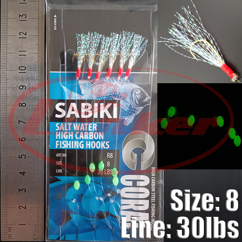 Lunker sabiki 리그 후크 빛나는 빛나는 구슬 - Fishing Equipment Parts 리뷰 및 가격