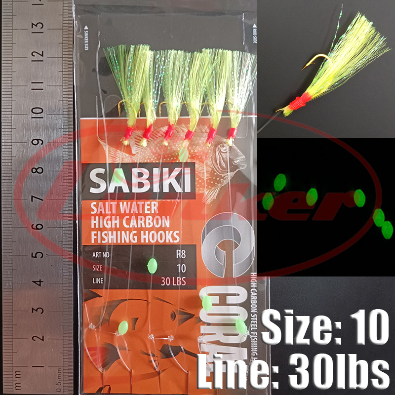 Lunker sabiki 리그 후크 빛나는 빛나는 구슬 - Fishing Equipment Parts 리뷰 및 가격