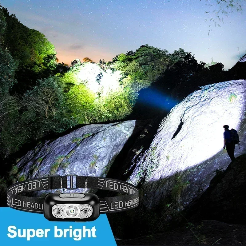 강력한 센서 조절식 LED 헤드 플래시 라이트 USB  - Fishing Headlamp 리뷰 및 가격